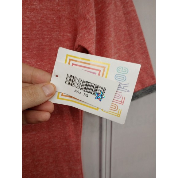 NWT LuLaRoe Dress Women's SZ XS Casual Stretch Sheath Julia Style Pink Gray Trim - Picture 4 of 16